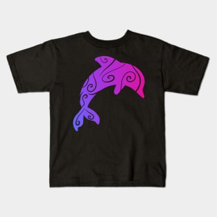 Pink And Purple Dolphin Kids T-Shirt